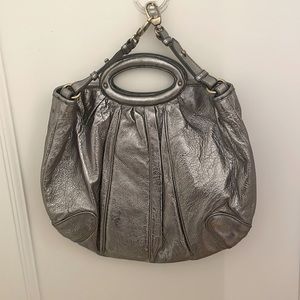 Cynthia Rowley Silver Satchel Shoulder bag with detachable Strap.